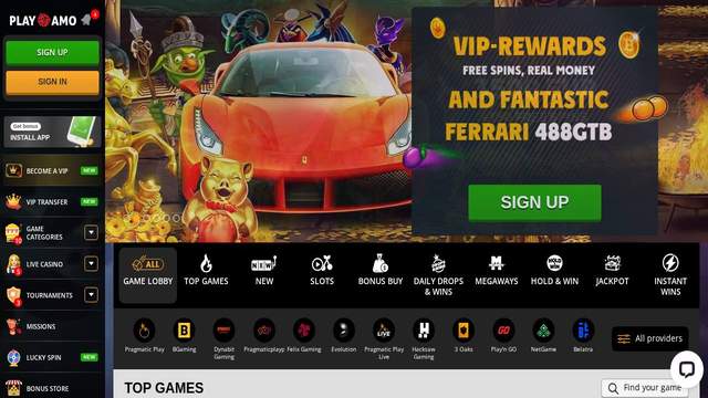 Playamo casino screenshot